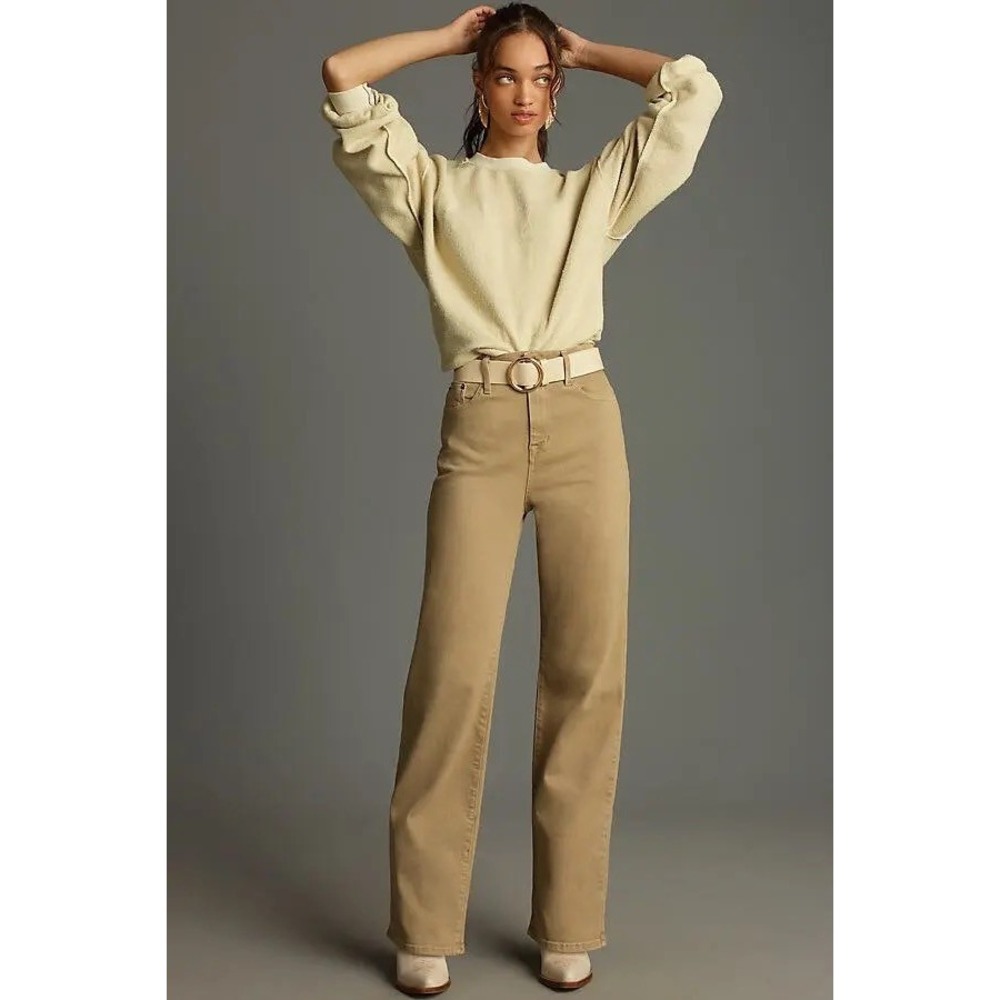 Modern American Rexford Tan Wide Leg High Rise Jeans Womens Size 29 Made in USA